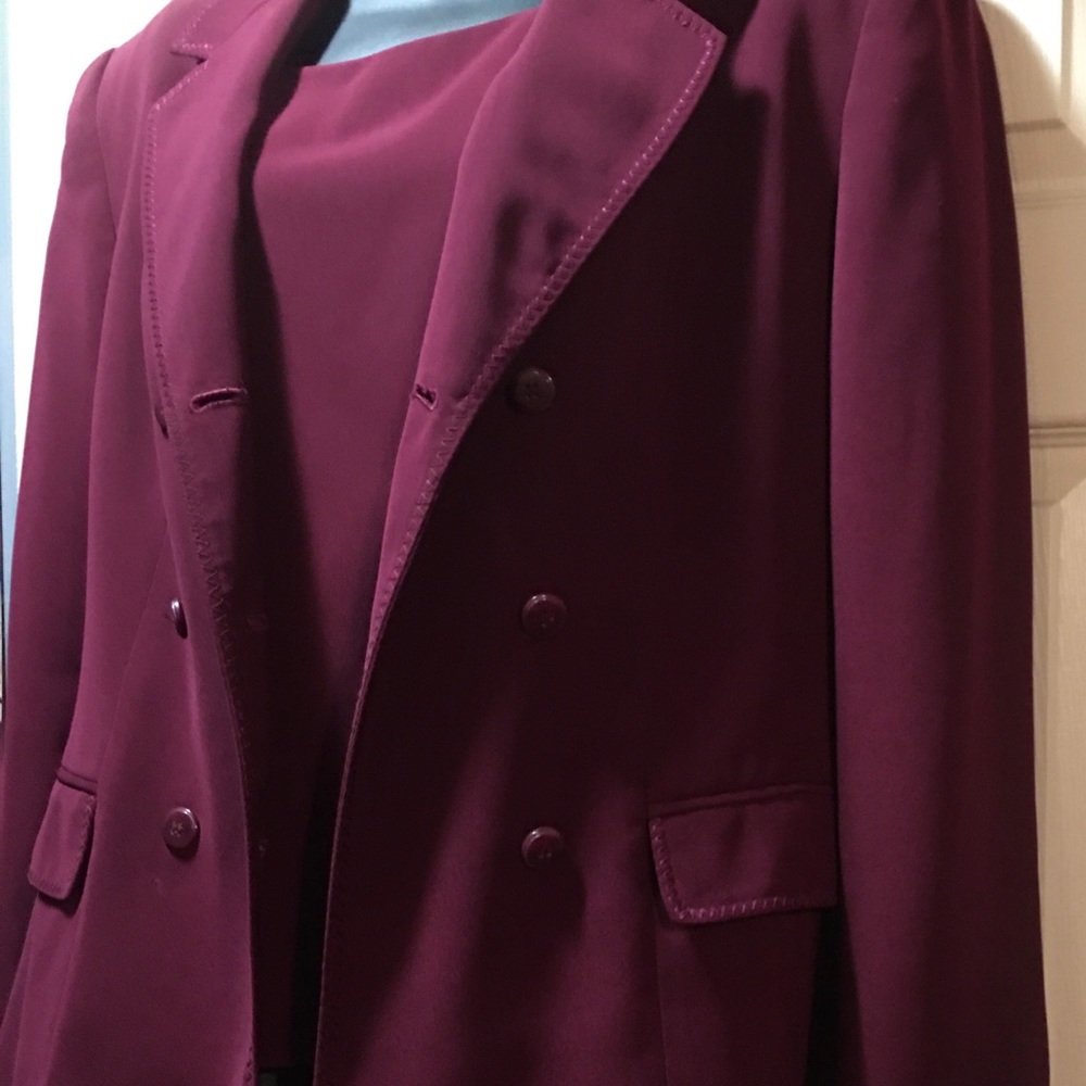 Amanda Smith 3-Piece Burgundy Skirt Jacket-Vest